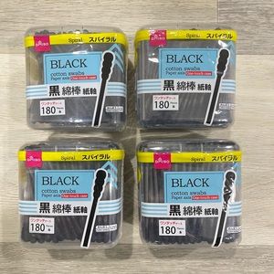 Lot of 4 Daiso Spiral Black Cotton Swabs Paper axis Ear Cleaning 180pcs
